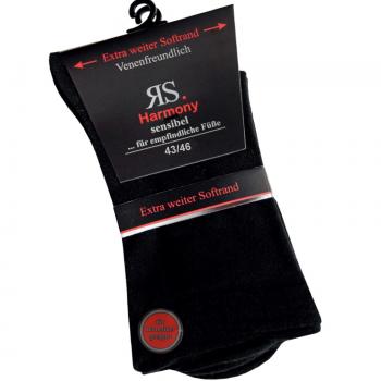 Herren Business-Socken extra weiter Softrand in Schwarz | 2 Paar ohne Gummi